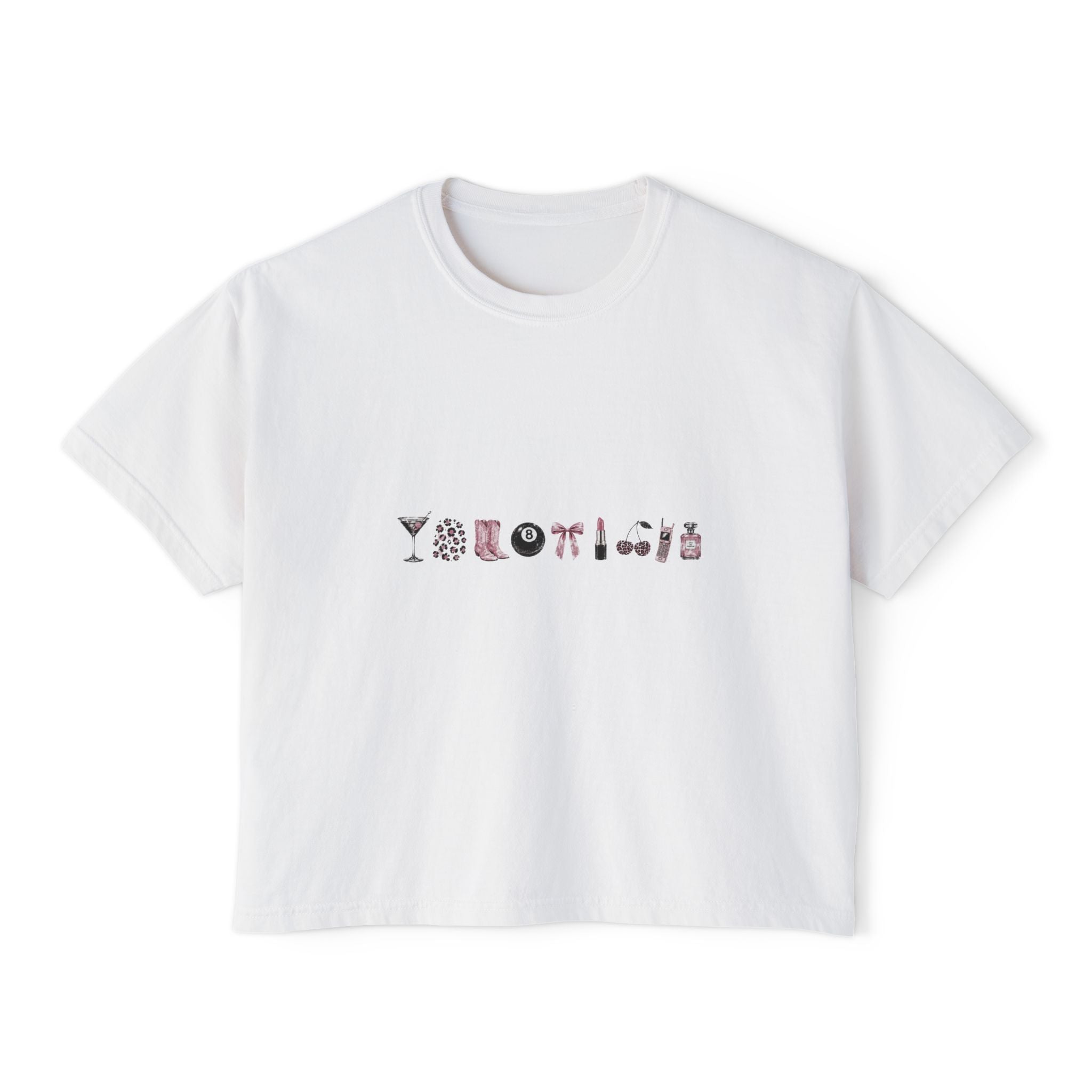 Minimalist Icon Boxy Tee — Cute Graphic Women's Crop T-Shirt