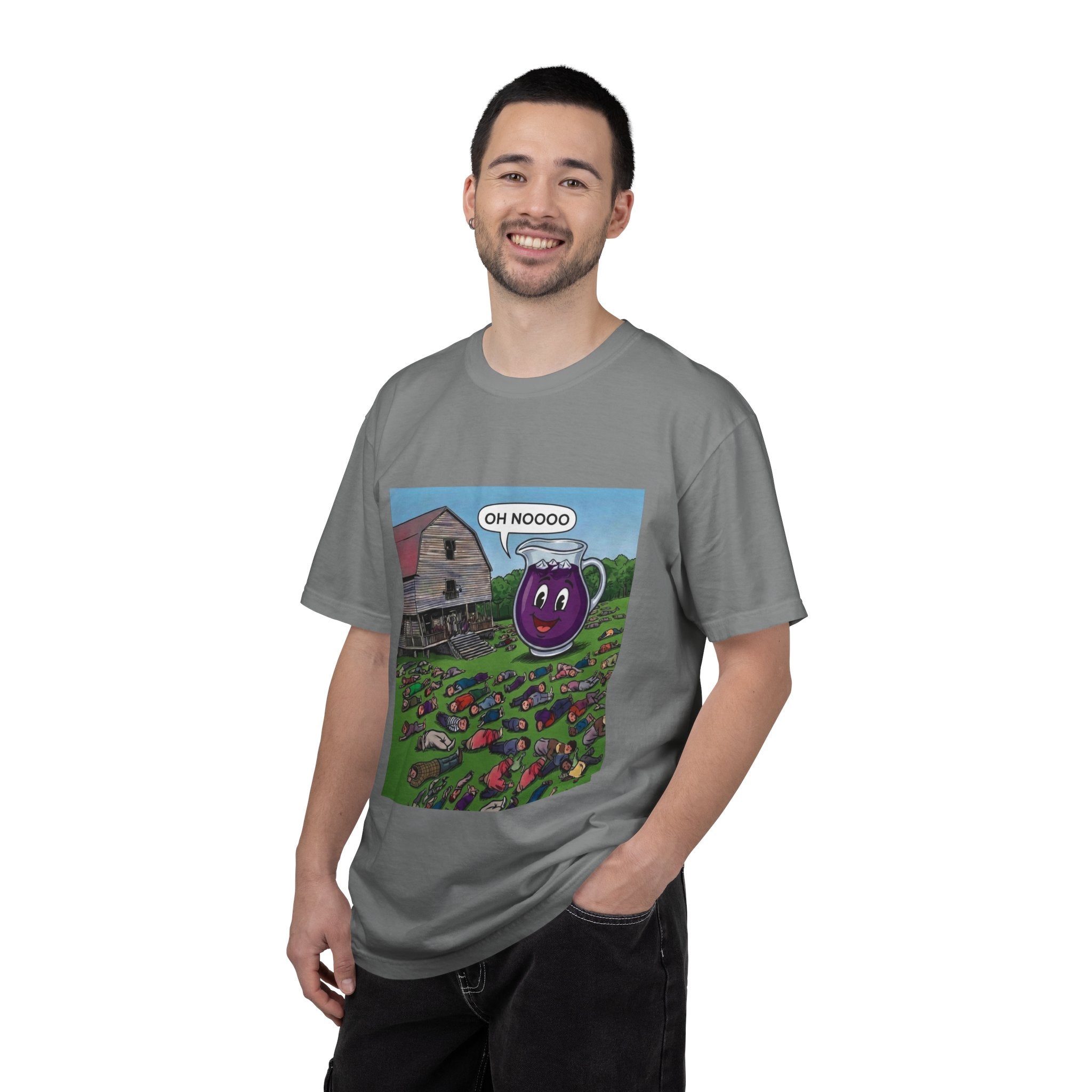 Vintage Farmyard Tee — 'Oh Noooo' Grape Mug Comic T-Shirt