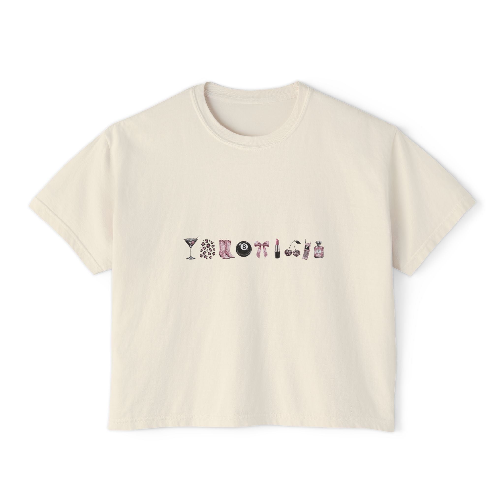 Minimalist Icon Boxy Tee — Cute Graphic Women's Crop T-Shirt