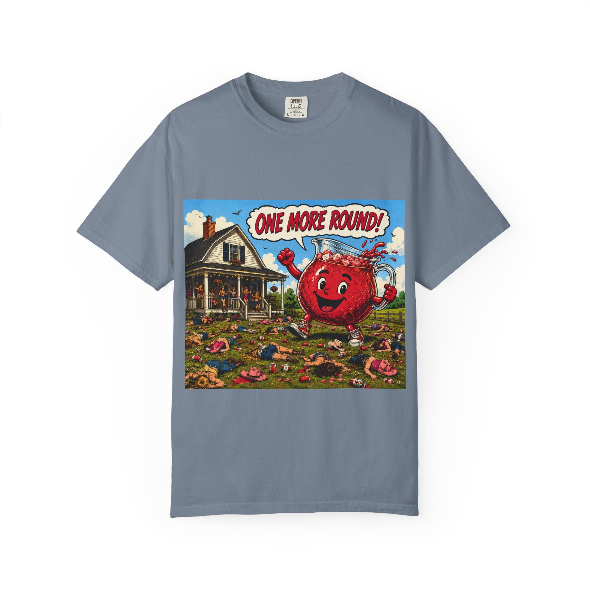 T-Shirt — ‘One More Round!’ Vintage Kool-Aid-Style Party Graphic
