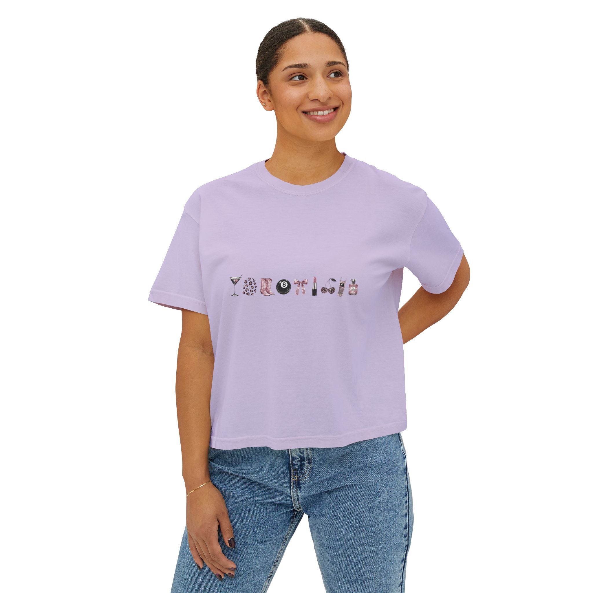 Minimalist Icon Boxy Tee — Cute Graphic Women's Crop T-Shirt