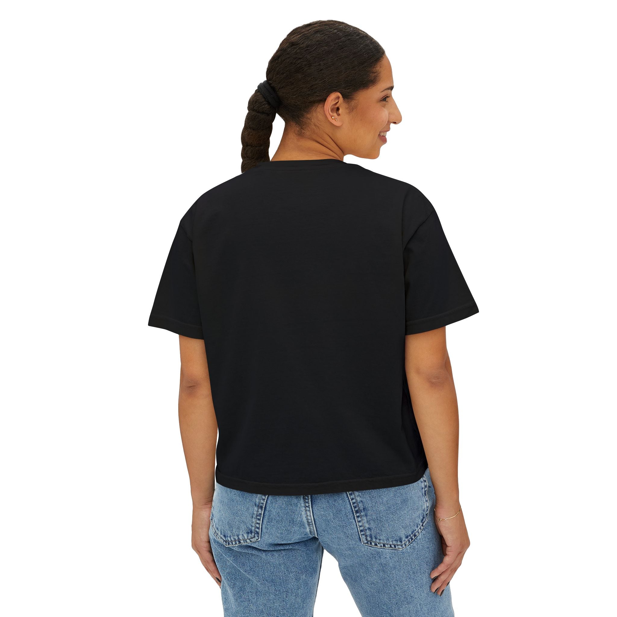Leopard Kiss Boxy Tee — Women's Graphic Cropped T-Shirt