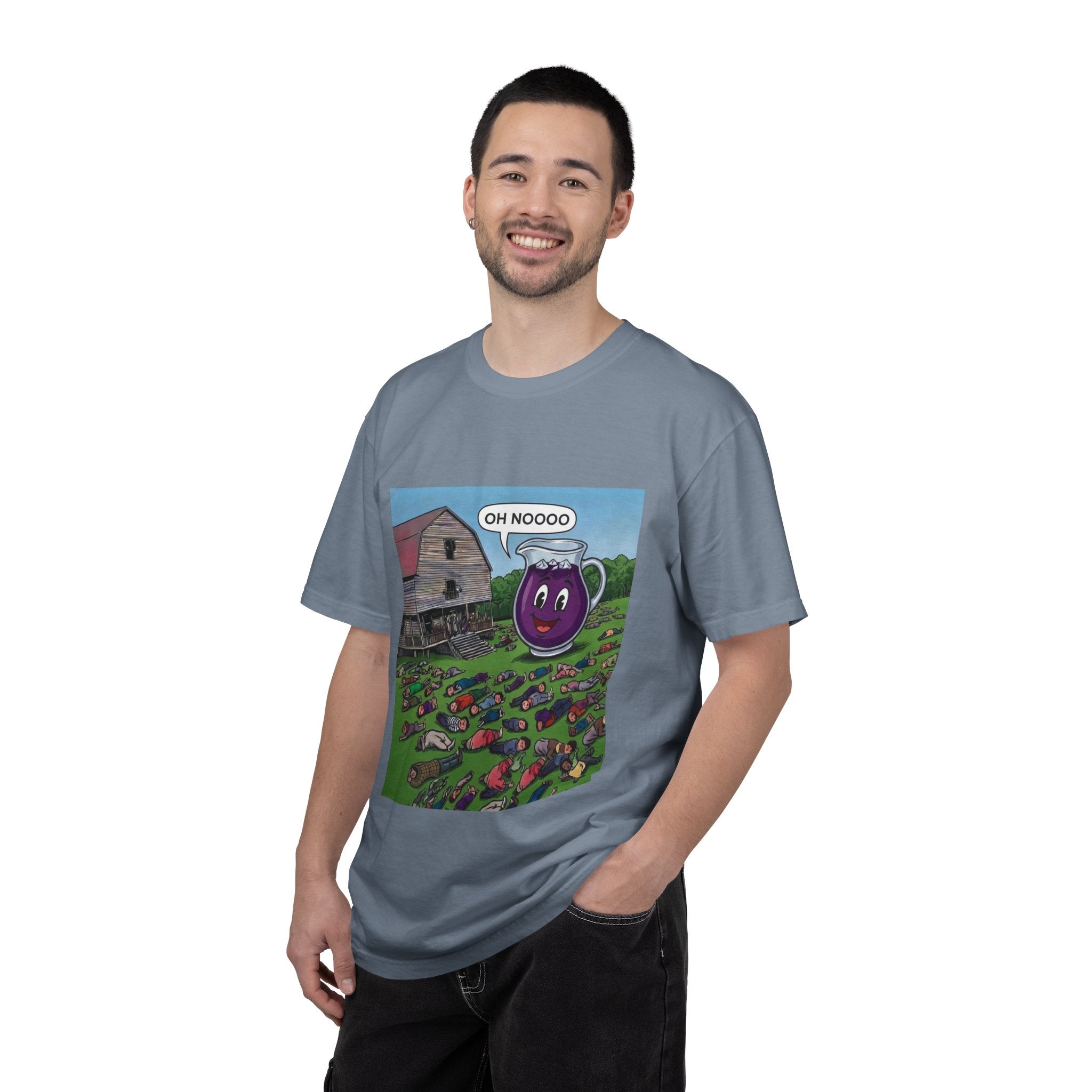 Vintage Farmyard Tee — 'Oh Noooo' Grape Mug Comic T-Shirt
