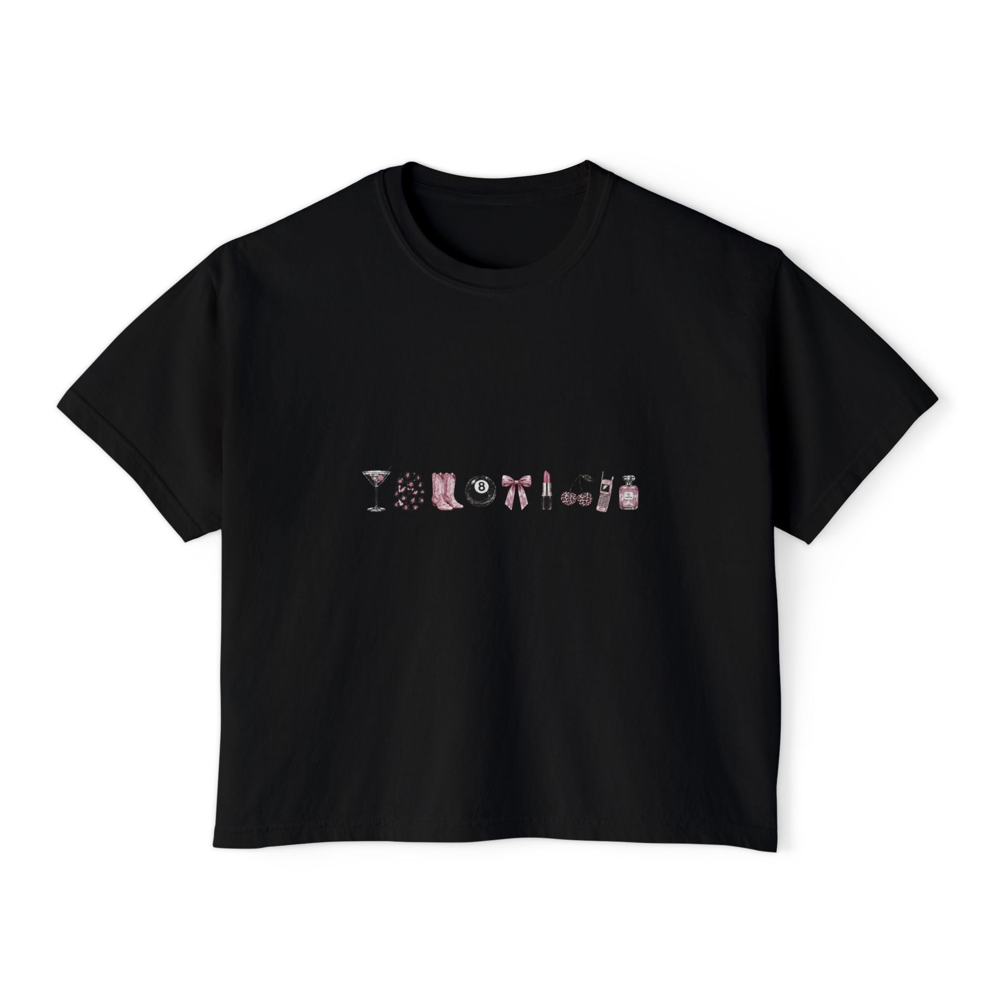 Minimalist Icon Boxy Tee — Cute Graphic Women's Crop T-Shirt