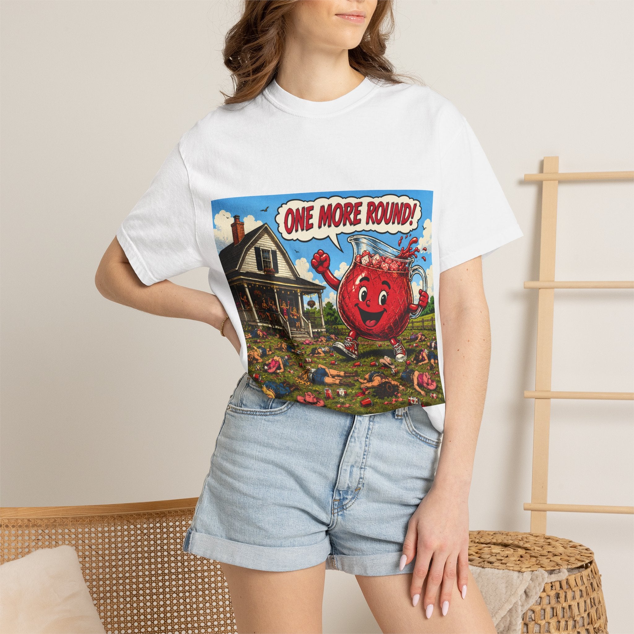 T-Shirt — ‘One More Round!’ Vintage Kool-Aid-Style Party Graphic