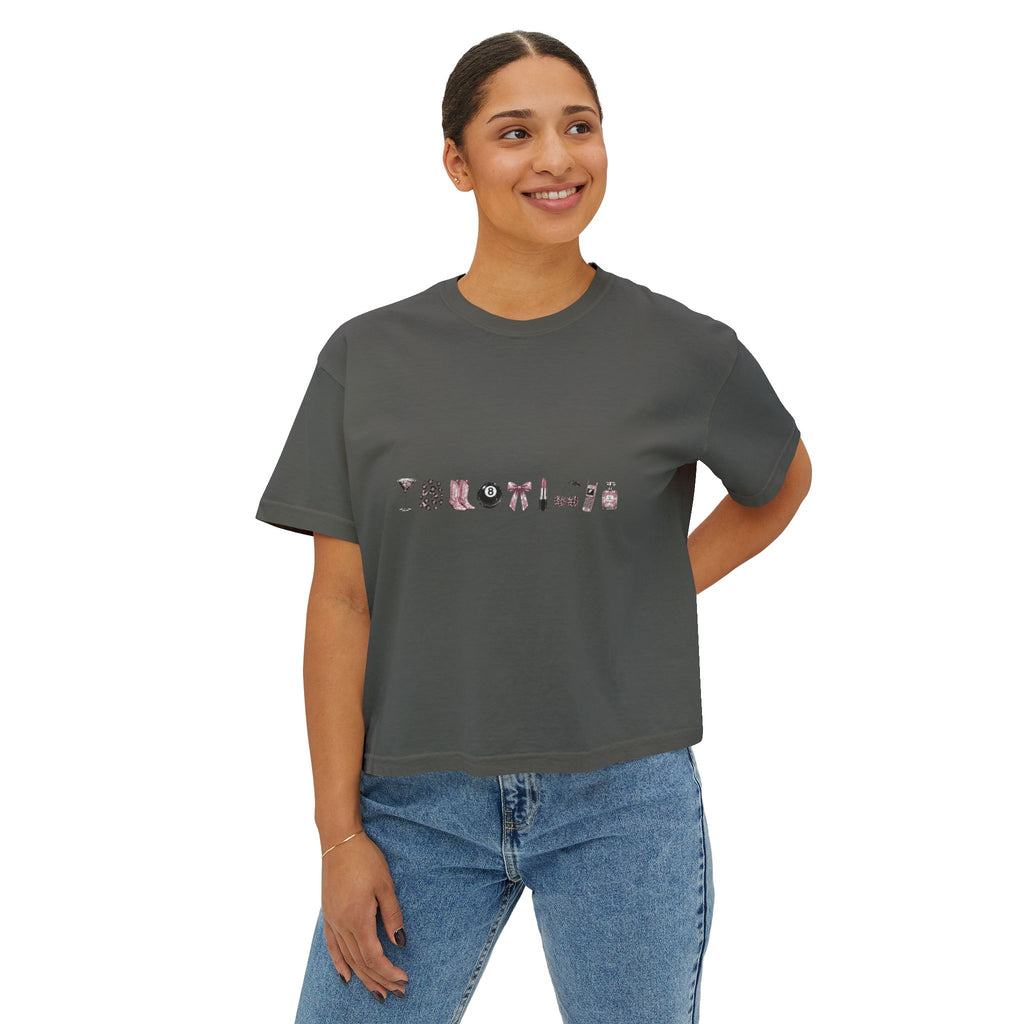 Minimalist Icon Boxy Tee — Cute Graphic Women's Crop T-Shirt
