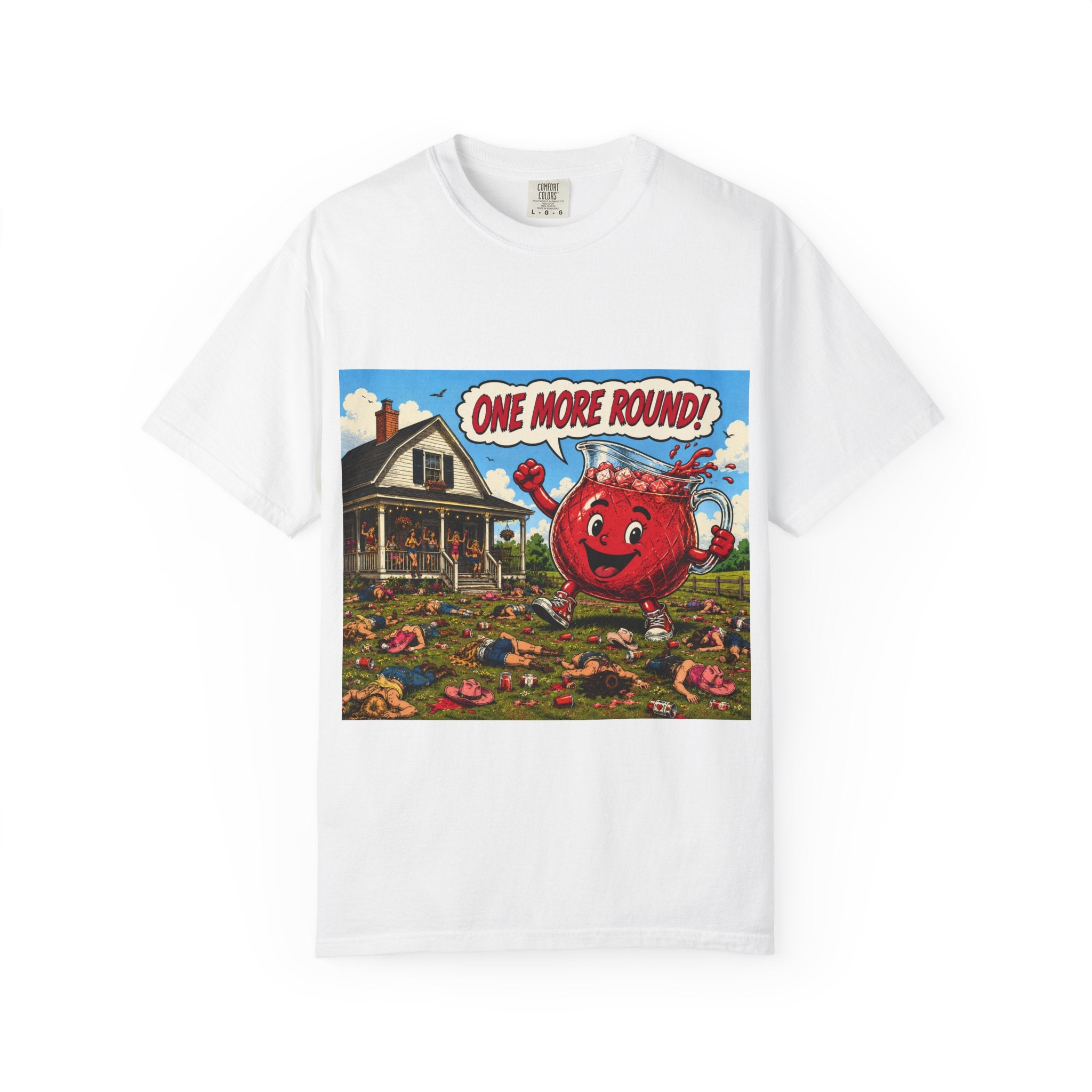 T-Shirt — ‘One More Round!’ Vintage Kool-Aid-Style Party Graphic