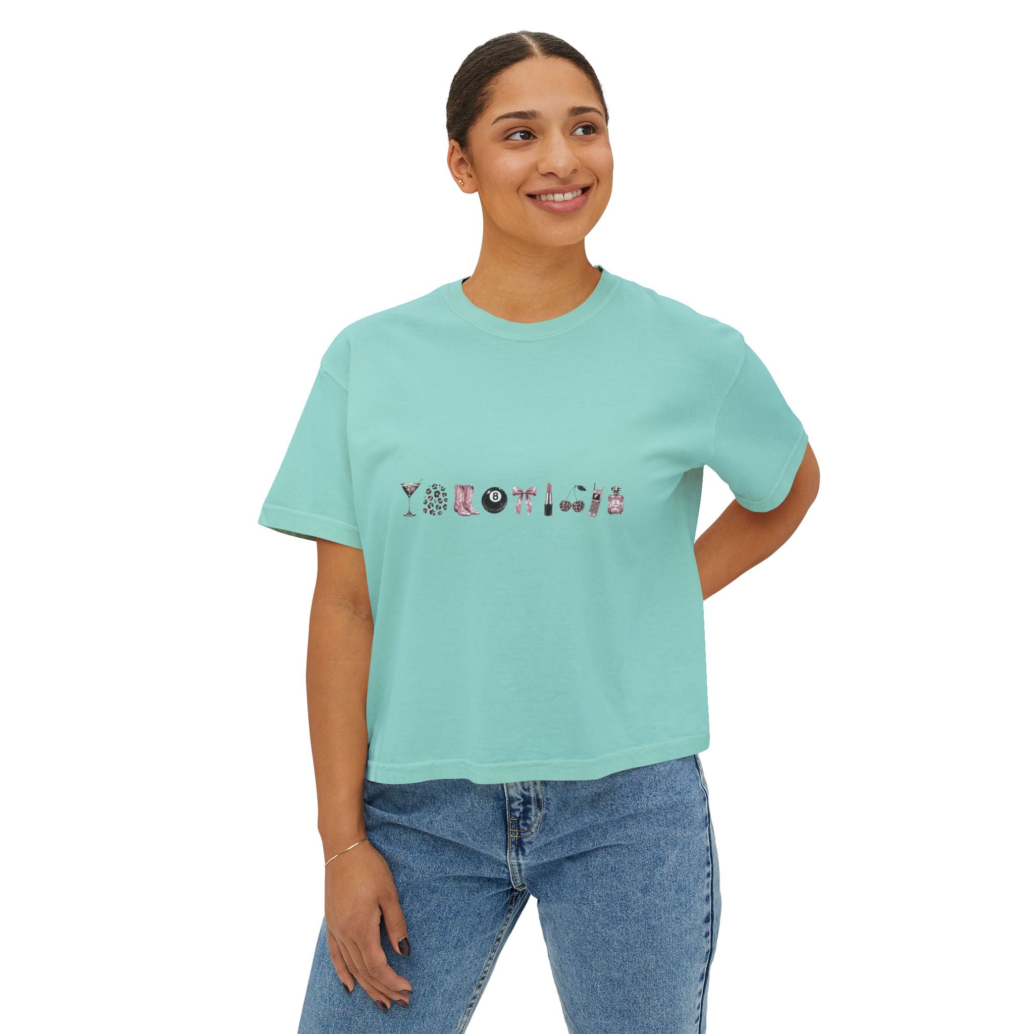 Minimalist Icon Boxy Tee — Cute Graphic Women's Crop T-Shirt