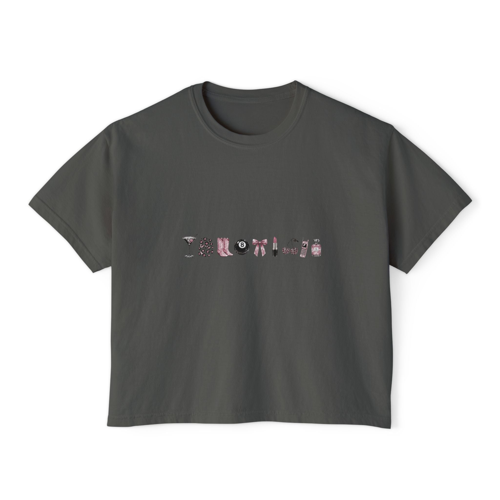 Minimalist Icon Boxy Tee — Cute Graphic Women's Crop T-Shirt